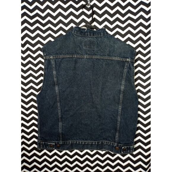 Gap Pioneer Vest Denim Jacket Men's 44 Blue Cotton Frayed Collar - b3 - Picture 2 of 5